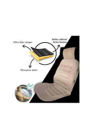 Opel Adam İle Uyumlu Lüks Oto Koltuk Minderi Ortopedik 2 Li Set Bej 1 Set