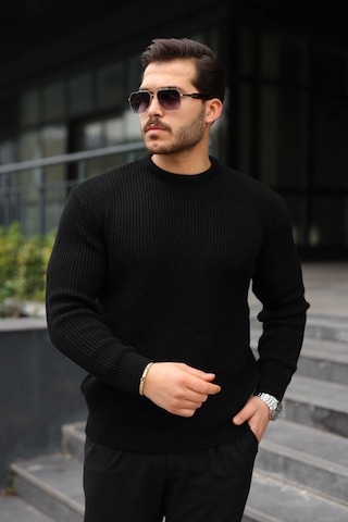 Efnaz Style Erkek Bisiklet Yaka Örme Kazak Siyah