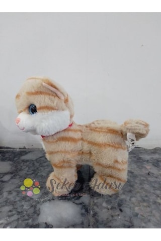 Sevimli Ayakta Duran Miyavlayan Peluş Kedi 20 Cm Sesli Kedi Oyuncak 1 Çok Renkli