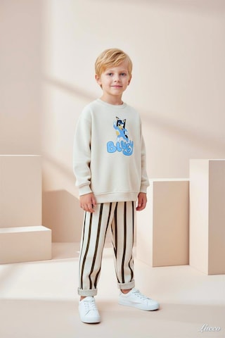 Miniko Kids Lucco Erkek Çocuk Bluey Modelli 3 İplik Şardonsuz Eşofman Takımı Ekru