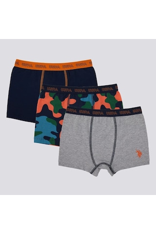 U.S. Polo Assn. U.s. Polo Erkek Çocuk Boxer 3'lü Takım 1373 Navy Navy İndigo