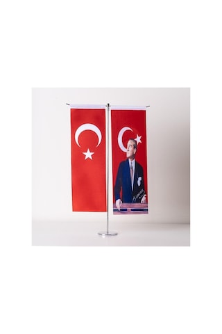 Zc Bayrak Atatürk-türk Bayrağı T Saten Kumaş Masa Bayrağı 10x30 Cm Diğer