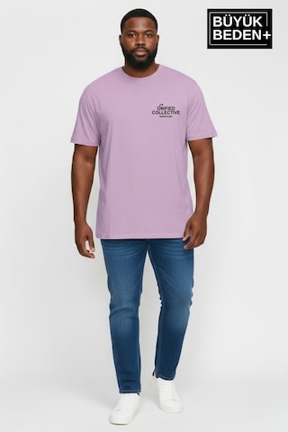 Superlife Erkek Büyük Beden Unified Collective Baskılı 3xl-6xl Bisiklet Yaka Tshırt Spr26bts510-10 Lila