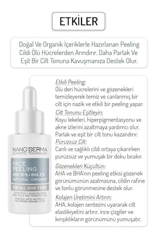 Nanoderma Face Peeling %30 Aha %2 Bha Cilt Tonu Eşitleyici Leke K
