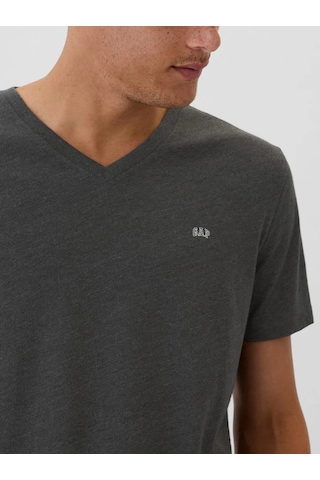 Gap V-frch Everyday Soft Micro Logo Vee 502020000 Kısa Kol Tişört Erkek T-shirt Gri
