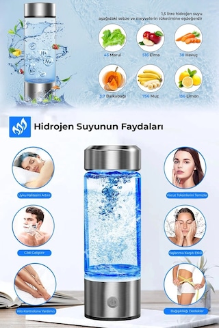 Taşınabilir Hidrojenli Su Üretici Cihazı | Şarj Edilebilir & Spe/pem Teknolojili Şeffaf