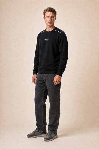 Redline Qwen Bisiklet Yaka Regular Fit Kışlık Sweatshirt Siyah