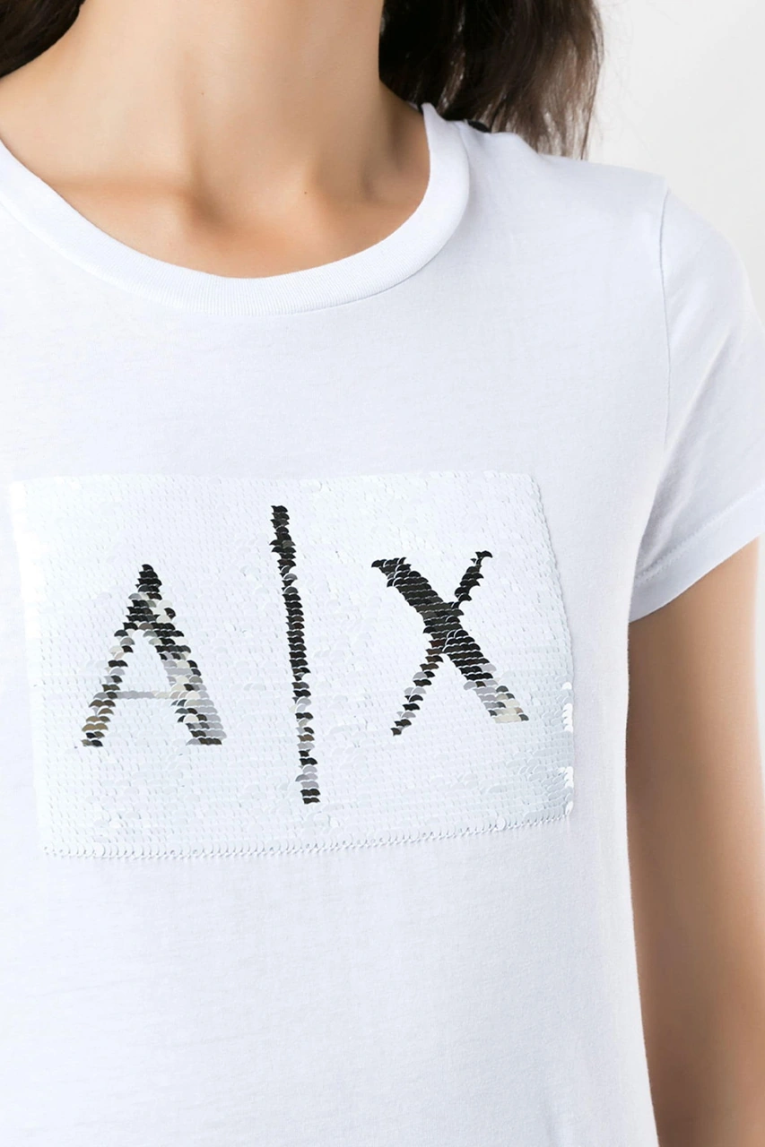 Armani Pul Detaylı Kadın T-shirt Beyaz