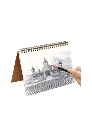 Eskiz Defteri A5 Boyutunda 160 Gr Yandan Telli Karakalem Sketch Book 25 Yaprak - 1 Adet Beyaz
