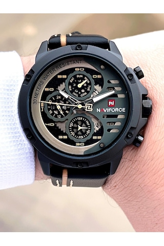 Naviforce Deri Kordon İç Fonksiyonları Aktif 3 Atm Suya Dayanıklı Erkek Kol Saati E.nvf.k.9110as