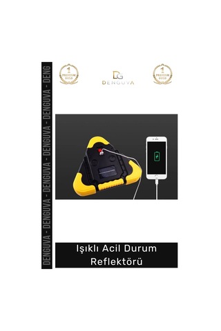 Reflektör Solar Led Güneş Panelli Powerbank Şarjlı Katlanabilir Trafik Işıklı Acil Durum Reflektör