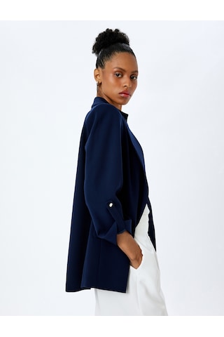 Koton Cepli 3/4 Kol Oversize Uzun Blazer Ceket Lacivert 5sak50115uw Lacivert