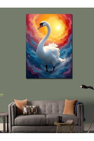 Kanvas Tablo Kuğu Ve Sisli Göl 70cmx100cm