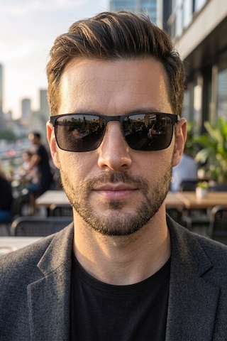 Di Caprio Dc3050black Urban Edge Dikdörtgen Polarize Camlı Erkek Güneş Gözlüğü Siyah