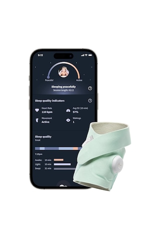 Owlet Dream Çorap - Akıllı Bebek Monitörü - Canlı Nabız, Oksijen Takibi - Nane