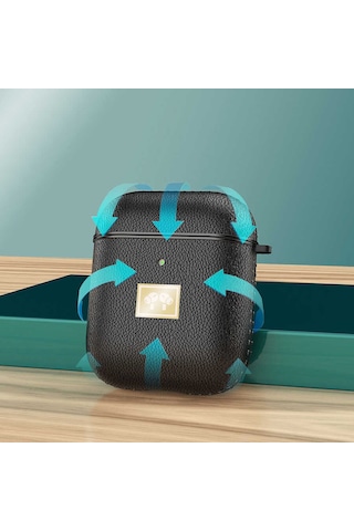 Wlons Airpods Uyumlu Kılıf Deri Görünümlü Wlons Askılı Koruma Kılıfı Airpods Uyumlu Kılıf Deri Görünümlü Wlons Askılı Koruma Kılıfı Siyah