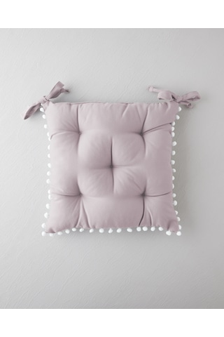 Ponponlu Sandalye Minderi 40x40 Cm Pudra