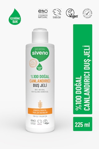 Siveno %100 Doğal Duş Jeli Canlandırıcı Sebum Dengeleyici Vegan 225 Ml Kokusuz