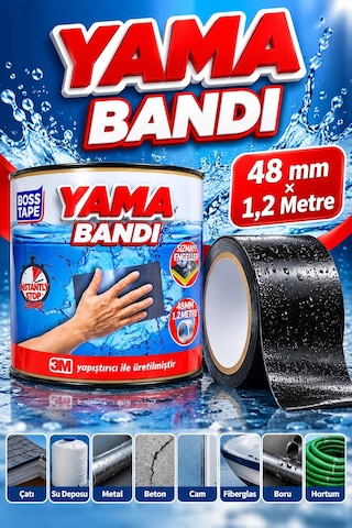 Yama Bandı 48 Mm 1,2 Metre Sızıntı Önleyici Pratik Tamir Bandı Yama Bandı 48 Mm 1,2 Metre Sızıntı Önleyici Pratik Tamir Bandı
