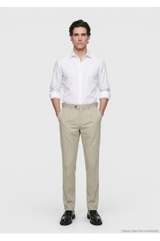 Ramsey Açık Yeşil Düz Dokuma Regular Fit Casual %100 Pamuk Pantolon