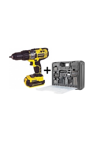 Stanley Li-Ion Çift Akülü Profesyonel Kömürsüz Darbeli Matkap SBH20D2K + 100 Parça Aksesuar Seti