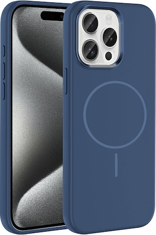 Apple Uyumlu iPhone 15 Pro Max Kılıf M-safe Şarj Özellikli Metal Kamera Çerçeveli Mkst Edi Silikon Kapak - Lacive Lacivert