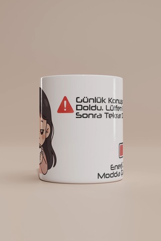 Konuşma Kotası Dolu Kupa Bardak Beyaz