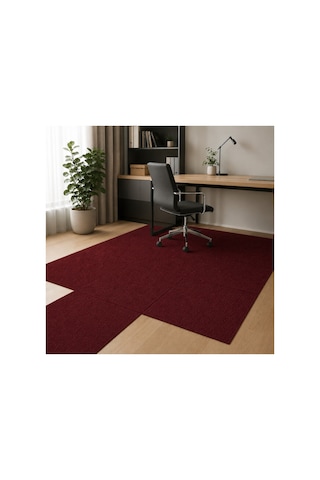 Karo Halı Modüler Yer Halısı Ev Ofis Oda Salon Koridor Antre Zemin Kaplama 50x50 Cm Kırmızı