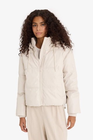 Defacto Regular Fit Kapüşonlu Polar Astarlı Suni Deri Mont F2142ax25wner128 Ekru-er128