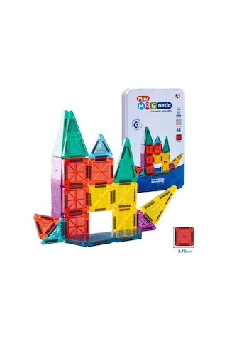 Seyahat Tipi Metal Kutulu Mini Magnetic Yapı Blokları 3d Puzzle 32 Parça