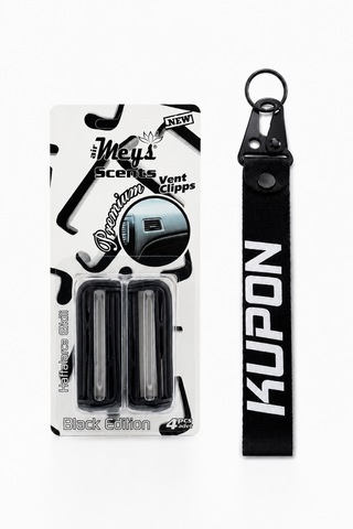 Kemboss Siyah Kupon Anahtarlık Ve Araç Klima Kokusu Seti Siyah Kumaş Anahtarlık Black Edition