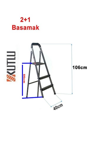 Kutlu Dayanıklı 2+1 Metal Basamaklı Merdiven