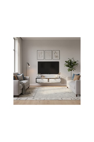 Tda1206dbs Tuna120 Duvara Montaj Tv Stand Safirmeşe-beyaz-silver 120cm