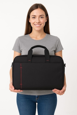 Laptop Çantası 15.6 İnç Su Geçirmez, Şık Ve Hafif Ofis & Günlük Kullanım İçin 8683255013913 Siyah - Kırmızı