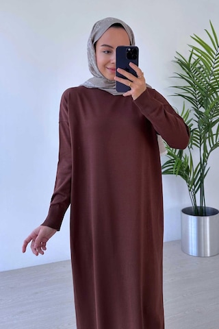Kahijab Merserize Elbise - Kahverengi Kahverengi