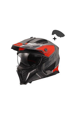 Ls2 Drıfter Devor Mat Gri-tıtanıum-kırmızı Kask Kırmızı