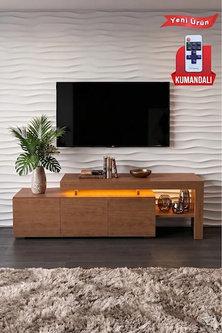 Luma Led Işıklı Tv Ünitesi 160 Cm - Modern Tv Sehpası Ceviz