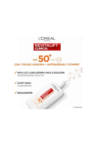L'oreal Paris Revitalift Clinical Spf 50+ Günlük Yüksek Uv Korumalı Yüz Güneş Kremi 50 Ml