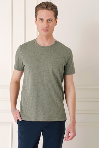 Efor Slim Fit Bisiklet Yaka Sıva Dokuma Pamuklu Haki Tişört Ts 882 Haki