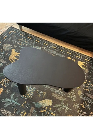 Asimetrik 90x90 Cm Modern Ahşap Ayaklı Orta Sehpa Siyah