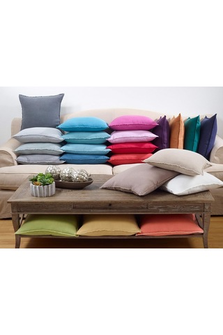 Lexroo Graciella Collection%100 Keten Kuş Tüyü Dolgulu Püsküllü Yastık, 1 Adet 1'li Paket Doğal Çok Renkli