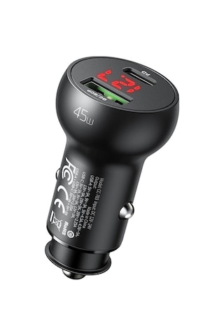 Cc-7030 45W 1Xtype-C 1Xusb Girişli Dijital Göstergeli Araç Şarj