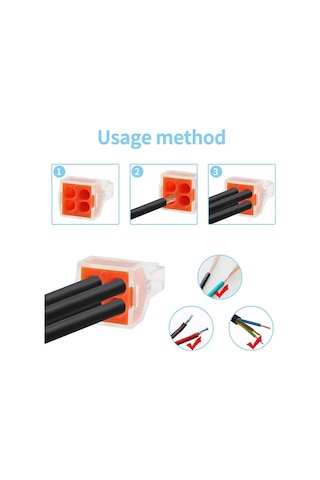 Koodmax 25 Adet Pct-104 4 Pinli İtmeli Hızlı Kolay Kablo Tel Birleştirici Konnektör Vidasız Klemens