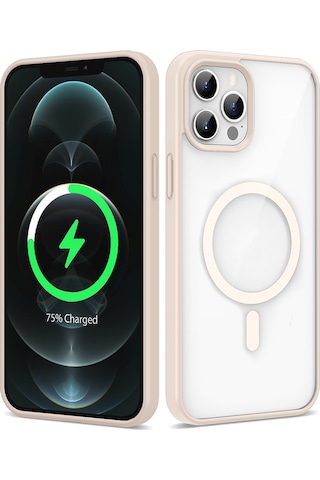 Zore Apple Uyumlu iPhone 12 Pro Max Kılıf Magsafe Wireless Şarj Özellikli Silikon Ege Kapak - Pembe