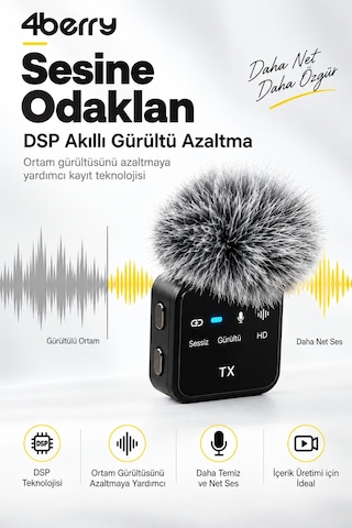 K32 Kablosuz Yaka Mikrofonu Çift Mikrofonlu, Şarj Kutulu, Type-c & Lightning Uyumlu