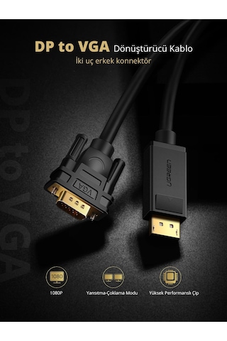 Ugreen Displayport To Vga Görüntü Aktarma Kablosu 1.5 Metre, 10247