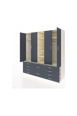 Kronos Dolap 9 Raflı 10 Çekmeceli 2 Askılı 220x59x243 Aytaşı-antrasit/antrasit Antrasıt/antrasıt