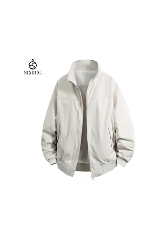 Sonbahar Ve Kış Erkek Antrenör Üniforması Fermuarlı Su Geçirmez Düz Renk Büyük Boy Erkek Ceketi Beyaz