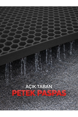 Beylini Petek Pvc Paspas Islak Zeminde Kaydırmaz İç Dış Mekan Banyo Duş Lavabo Havuz Kenar Halısı Bal Desen Siyah 90x600