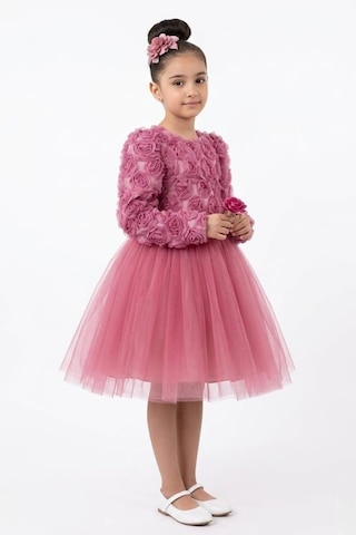 Mnk Baby & Kids Luvia Uzun Kol Kız Tütü Abiye Elbise M00810 Gülkurusu